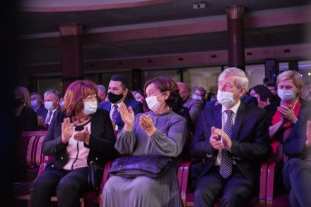 Koncert Noworoczny Miasta Wisła - Wicestarosta Powiatu Cieszyńskiego Janina Żagan i Przewodniczący Rady Powiatu Stanisław Kubicius